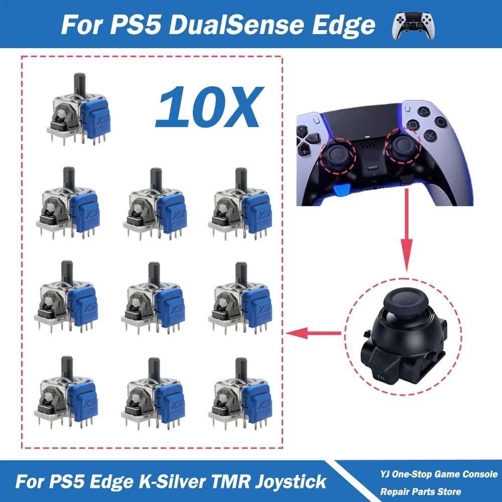 

10pcs K-Silver JS13 Pro+ TMR Electromagnetic Joystick for PS5 Edge Replacement 3D Analog ThumbStick for PS5 DualSense Edge