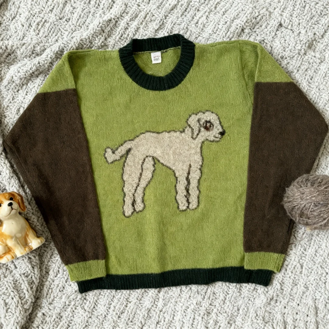 Y2K Street Wear – pull tricoté à motif pixels, coupe-vent, chaud, imprimé d'agneau, Design mignon, pull décontracté pour hommes et femmes