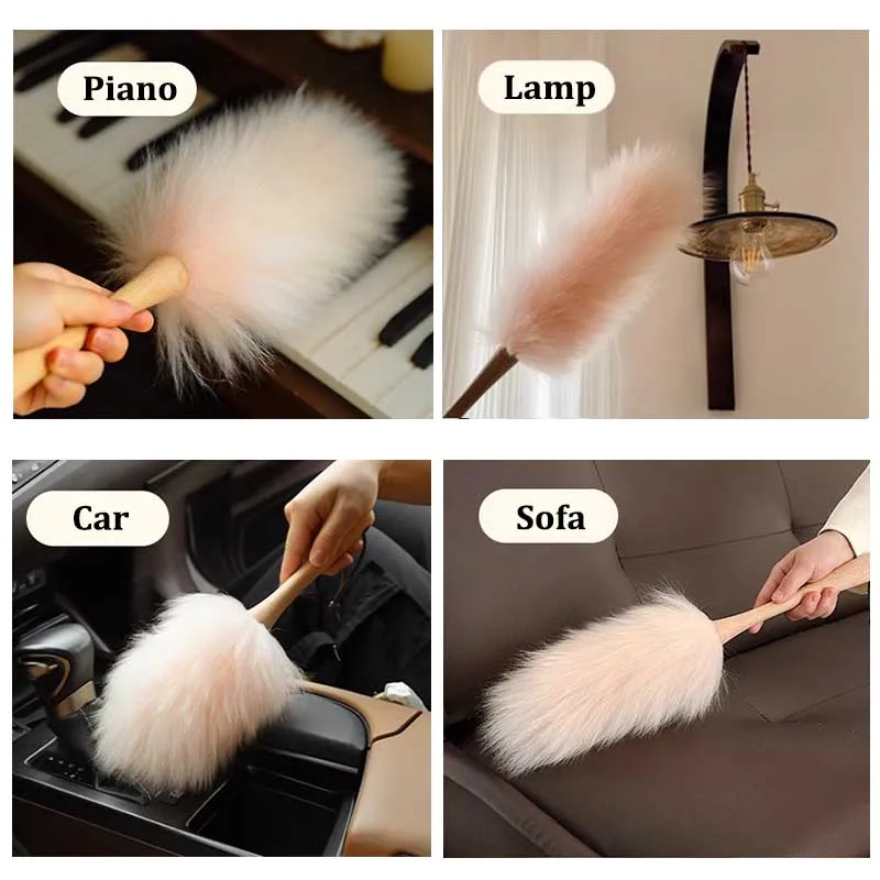 Luxury Home Cleaning Real Wool Duster Electrostatic Dust Removal Hanging Feather Dusters Cleaner for Car Piano Lamp Furniture