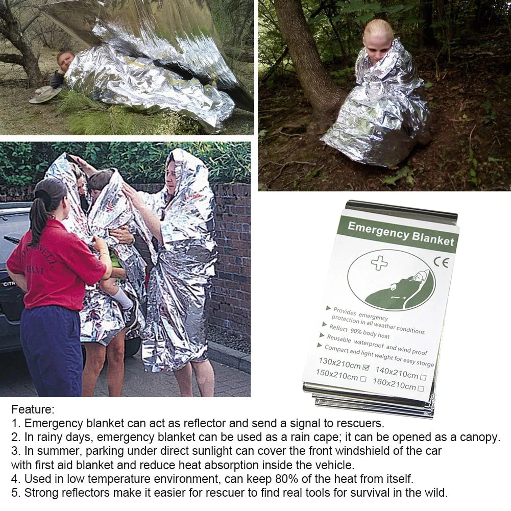 إنقاذ-بطانية الإسعافات الأولية للطوارئ ، مقاومة للماء ، مقاومة للرياح ، قابلة لإعادة الاستخدام ، تدفئة الجسم ، التخييم في الهواء الطلق ، المشي لمسافات طويلة ، السفر ، 1-30 #4