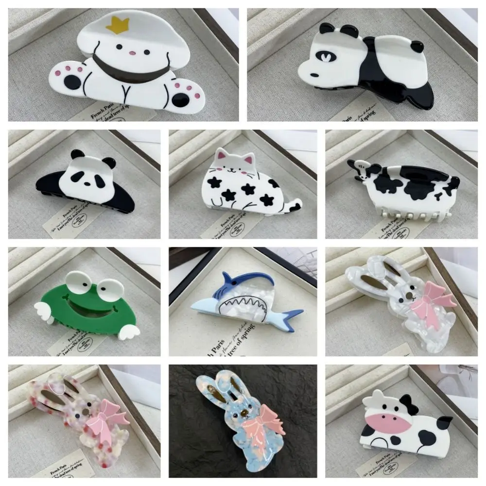 

Creative Cow Panda Hair Claw Rabbit Korean Style Animal Claw Clip Hair Accessories Ponytail Holder Acetic Acid Hair Claw Girls