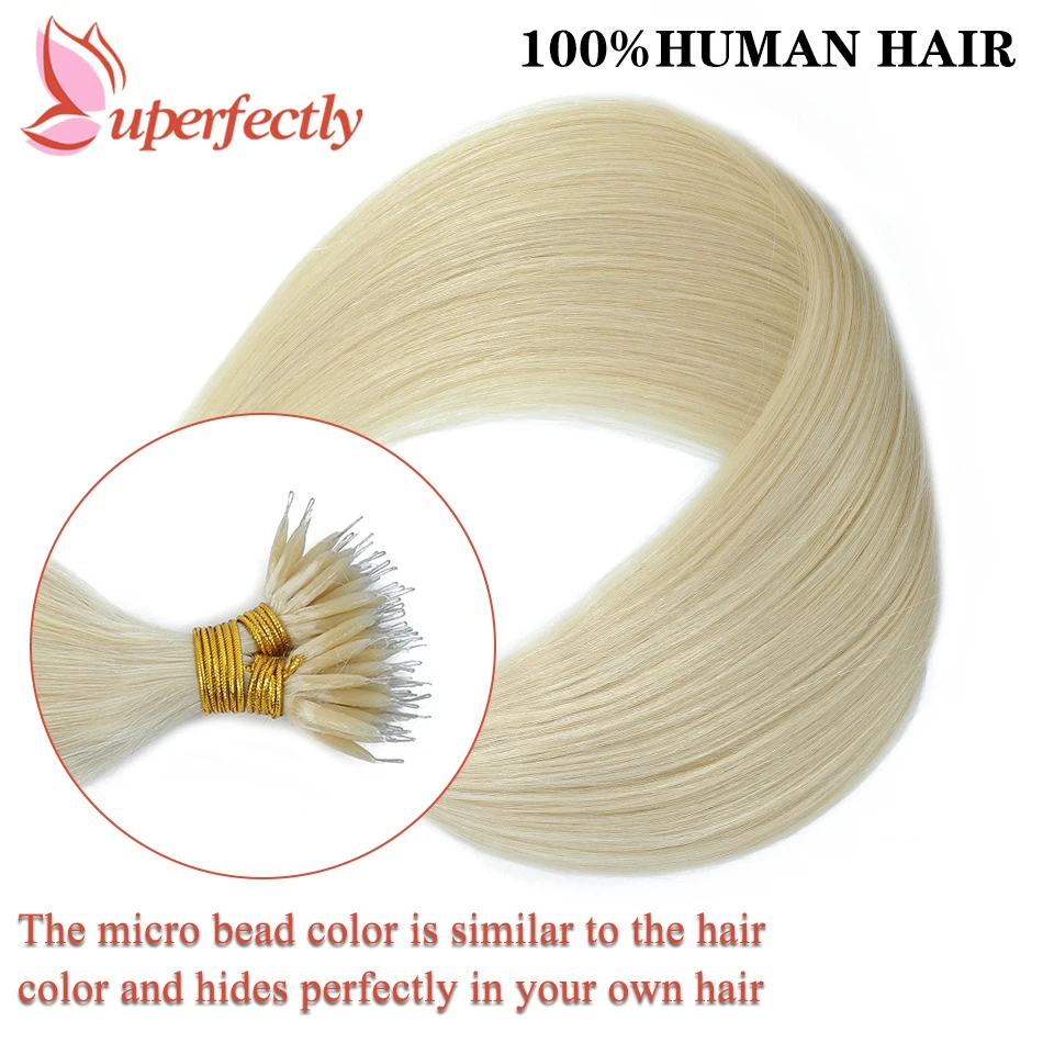 Straight Nano Ring Hair Extensions Real Human Hair Pre Bonded Keratin Human Hair Nano Hair Extension For Women 1G/Pc 12-26 Inch