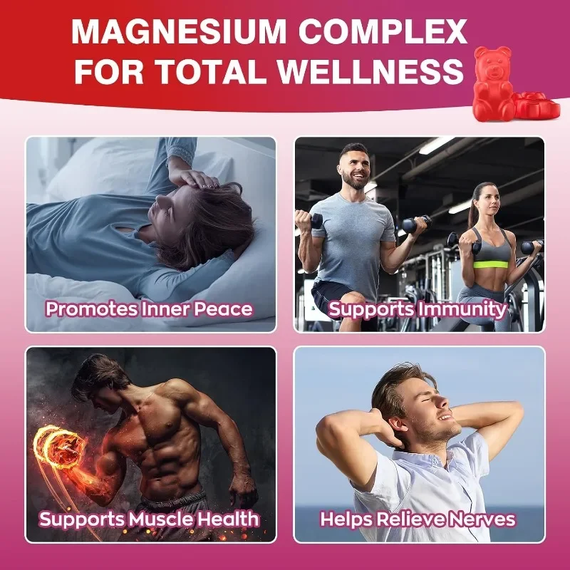 Citric Acid, Glycine, Malic Acid, Oxides, Combined with Vitamin D3, B6, C Coenzyme Q10 Magnesium Complex Gummies