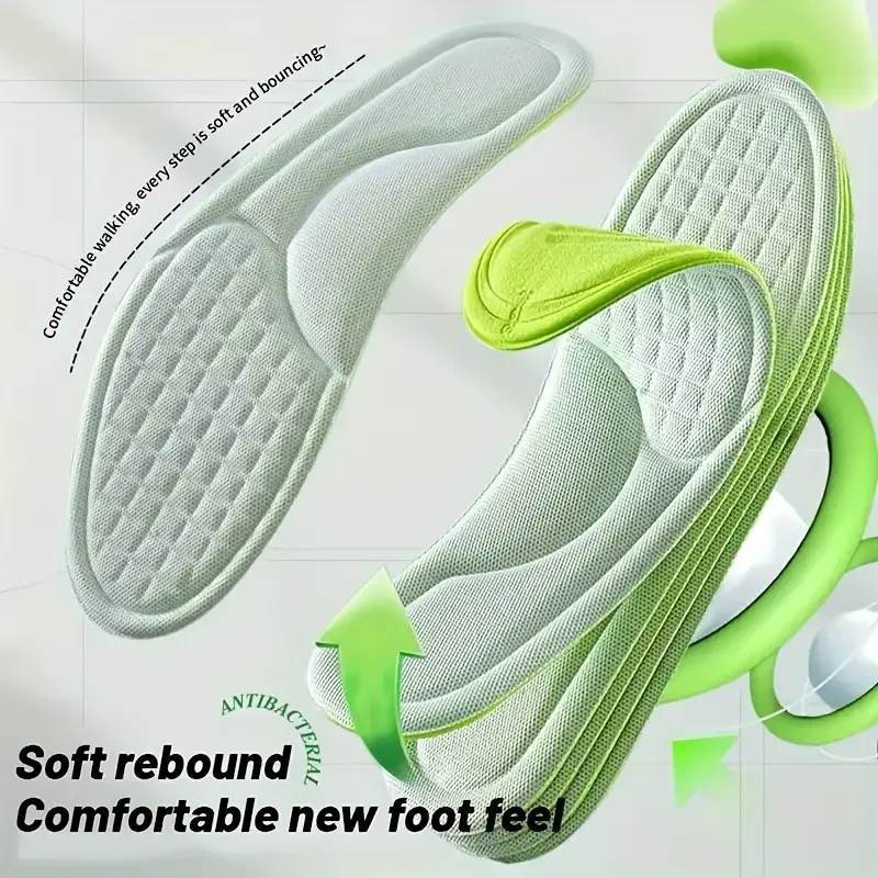 2/8pcs Soft Memory Foam Orthopedic Insoles Deodorizing Insole For Shoes Sports Absorbs Sweat Soft Antibacterial Shoe Accessories