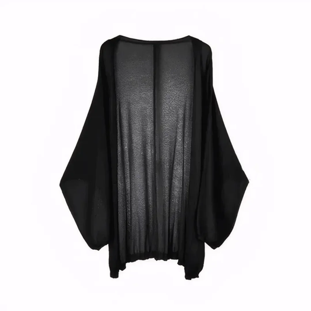 سترة نسائية محبوكة بأكمام طويلة خفيفة الوزن للربيع والصيف على الطراز الكوري فضفاضة تناسب الحماية من الشمس غطاء هوائي أنيق كاجوال