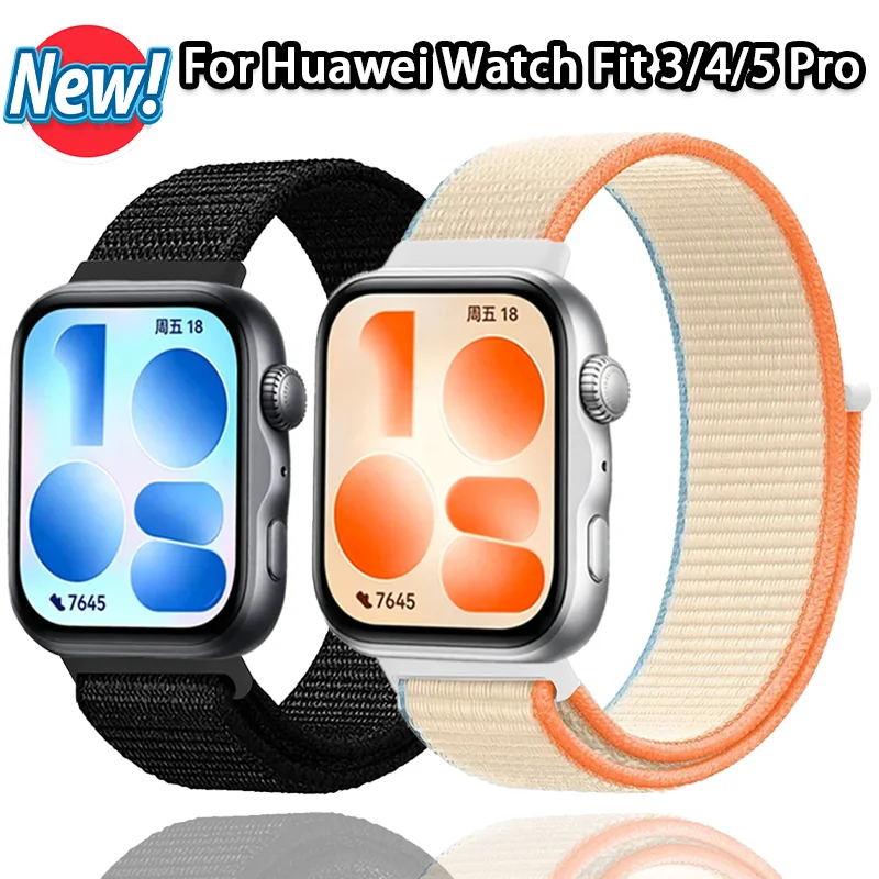 Offizielles Nylon-Schlaufenarmband für Huawei Watch Fit 3/4/5, atmungsaktives, bequemes Armband für Huawei Watch Fit 4/5 Pro.