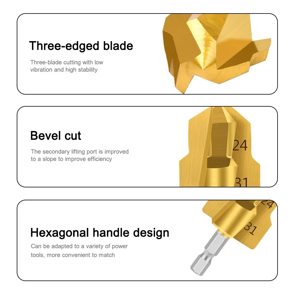 1 Pcs PPR Lifting Stepped Drill Bit Hexagon Shank Water Pipe Connection Tool 20/25/32mm Full Open Process