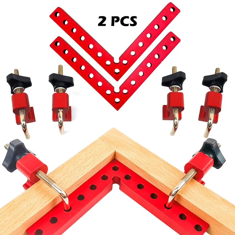 

2 PCS 90° Adjustable Right Angle Clamp Aluminum Alloy Positioning Block Clamps Metric/Inch Woodworking Hand Tools 100-160mm