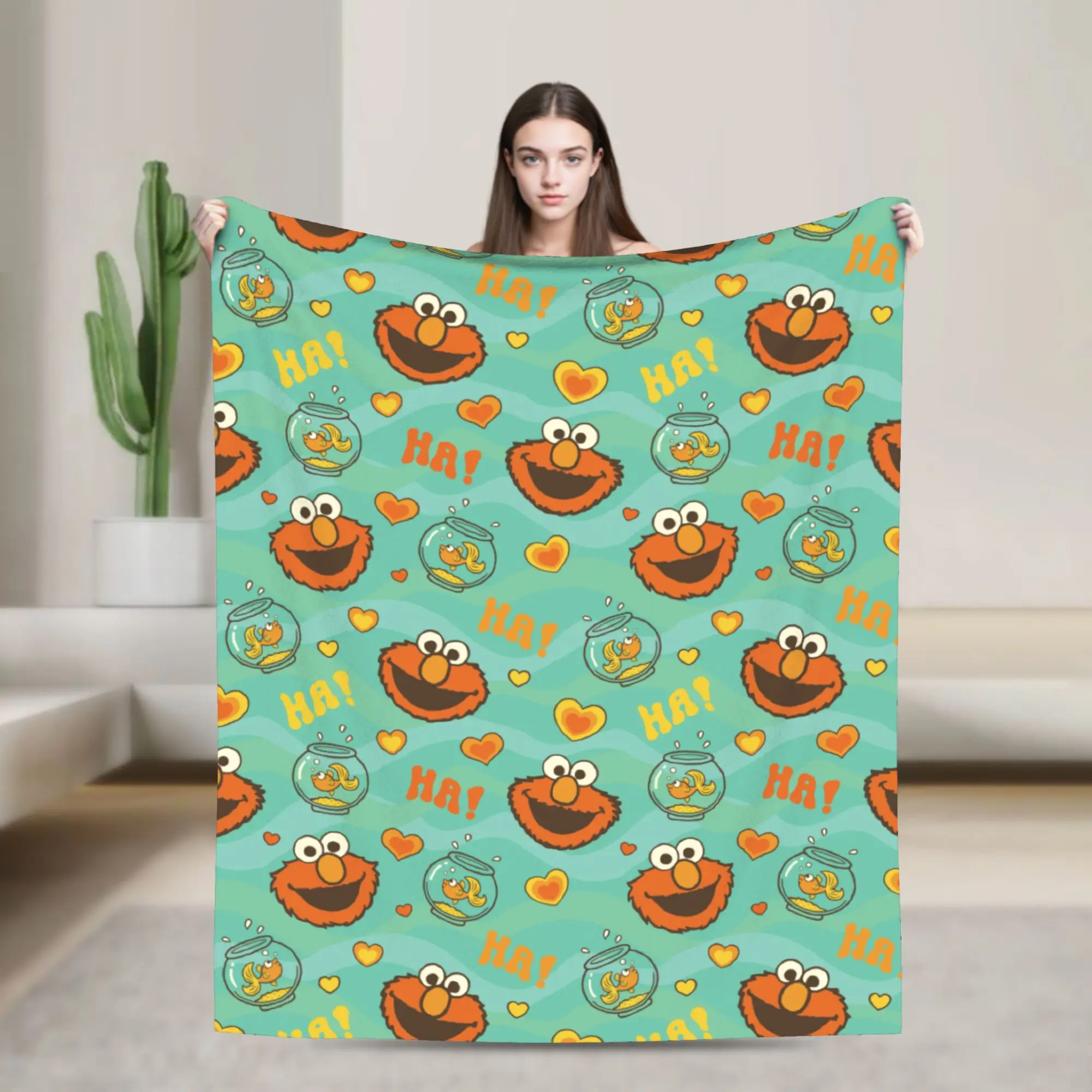 Elmo and Goldfish Sesames Streets Blankets Fleece All Season Multi-function Super Warm Throw Blanket for Sofa Couch Quilt