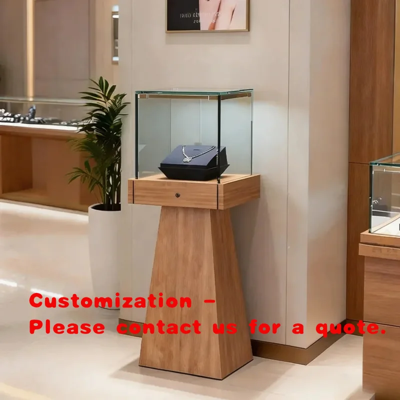 custom.Wood Jewelry Cabinet Glass Showcase Counter Jade Ornament Color Commercial Display Cabinet