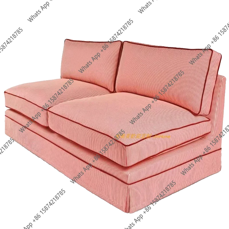 

Rt American Retro Cotton And Linen Pastoral Style Red Striped Armless Sofa Italian Minimalist Straight Row Small Apartment