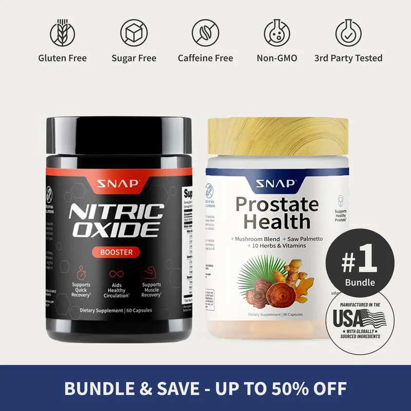 

Ultimate Men's Health Bundle-Snap Supplements -NitricOxide Booster 60ct+ Prostate Health Bundle -NaturalSupplement Capsules