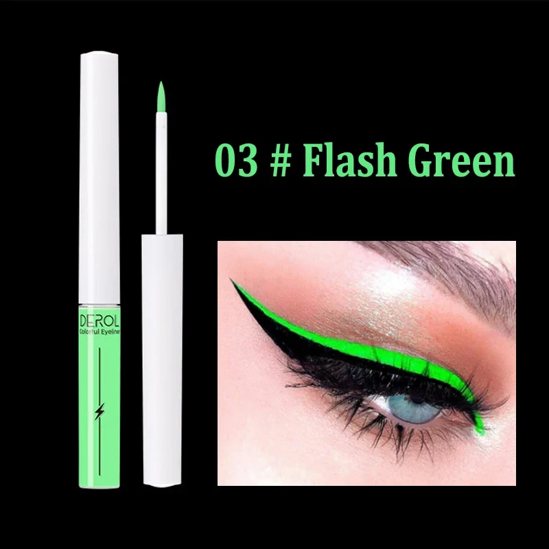 UV Light Neon Eyeliner Pen Eyes Makeup Waterproof Liquid Color Eye Liner Pencil Makeup Pigment Green Yellow Purple Pen Cosmetics