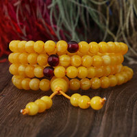 Natural Amber Bracelet Rudraksha Mala Beads Necklace With 108 Prayer Bead Baltic Amber Stone Multilayer Tassel Charm Bracelets