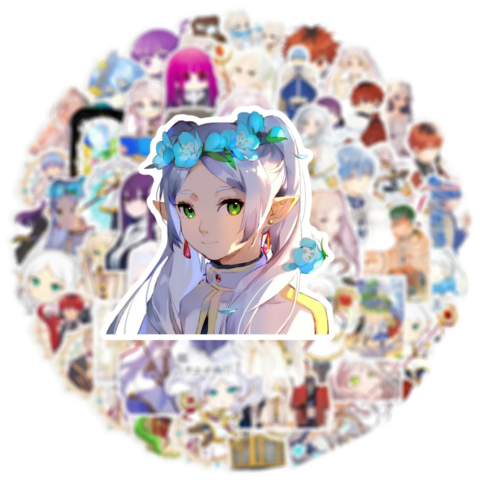 50 Stuks Frieren Bij De Begrafenis Anime Stickers Diy Briefpapier Voor Kinderen Creatieve Graffiti Notebook Water Cup Decor Sticker Speelgoed