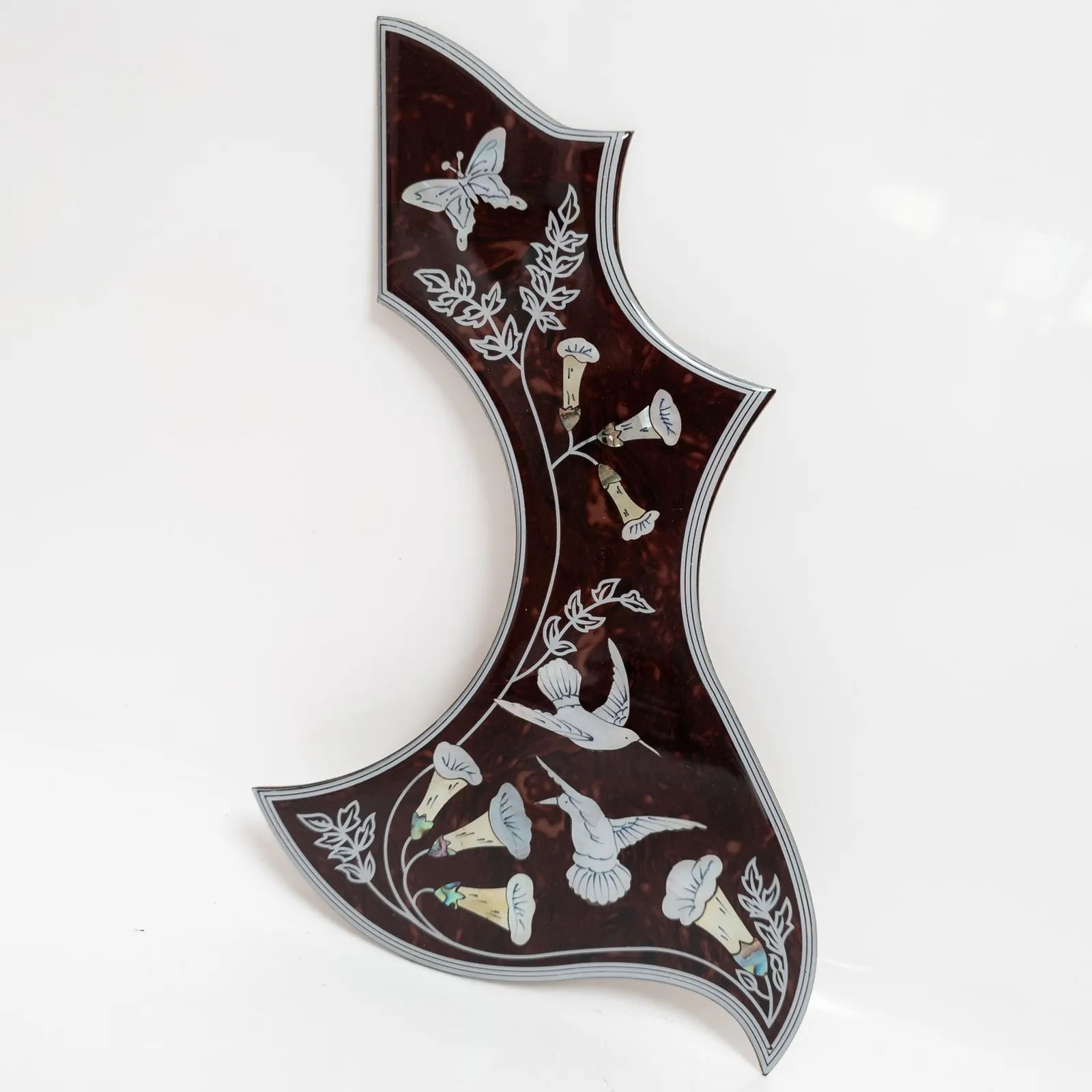 Acoustic Guitar Pickguard Real Shell Inlay Self-Adhesive Scratch Plate 43 Inch for Hummingbird Style Guitar
