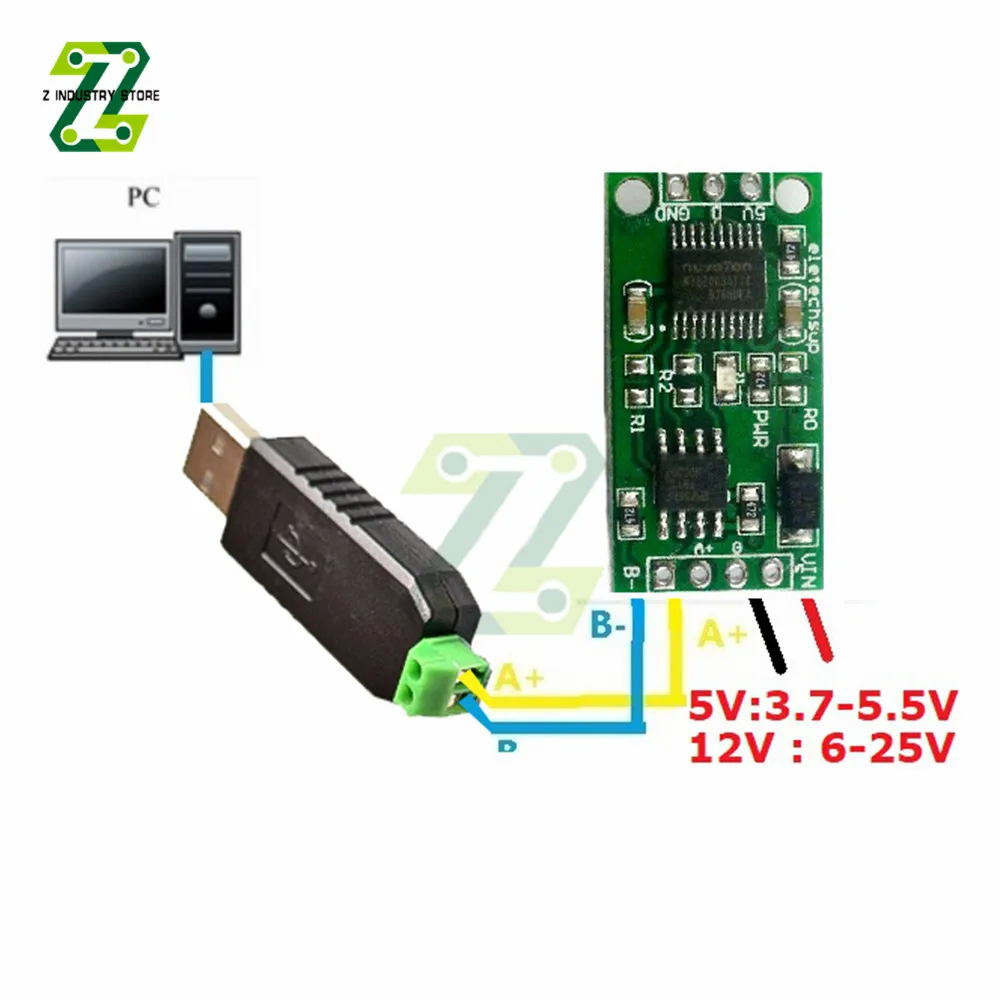 DS18B20 RS485 TTL232 Modbus RTU Temperature Acquisition Sensor Remote Acquisition Monitor Digital Thermometer Module