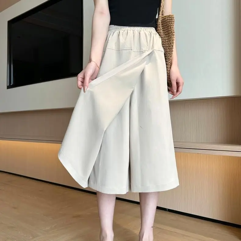 

High Waist Versatile Slim Yamamoto Trousers Casual Wide-leg Pants Cropped Pants Textured Work Pants Women