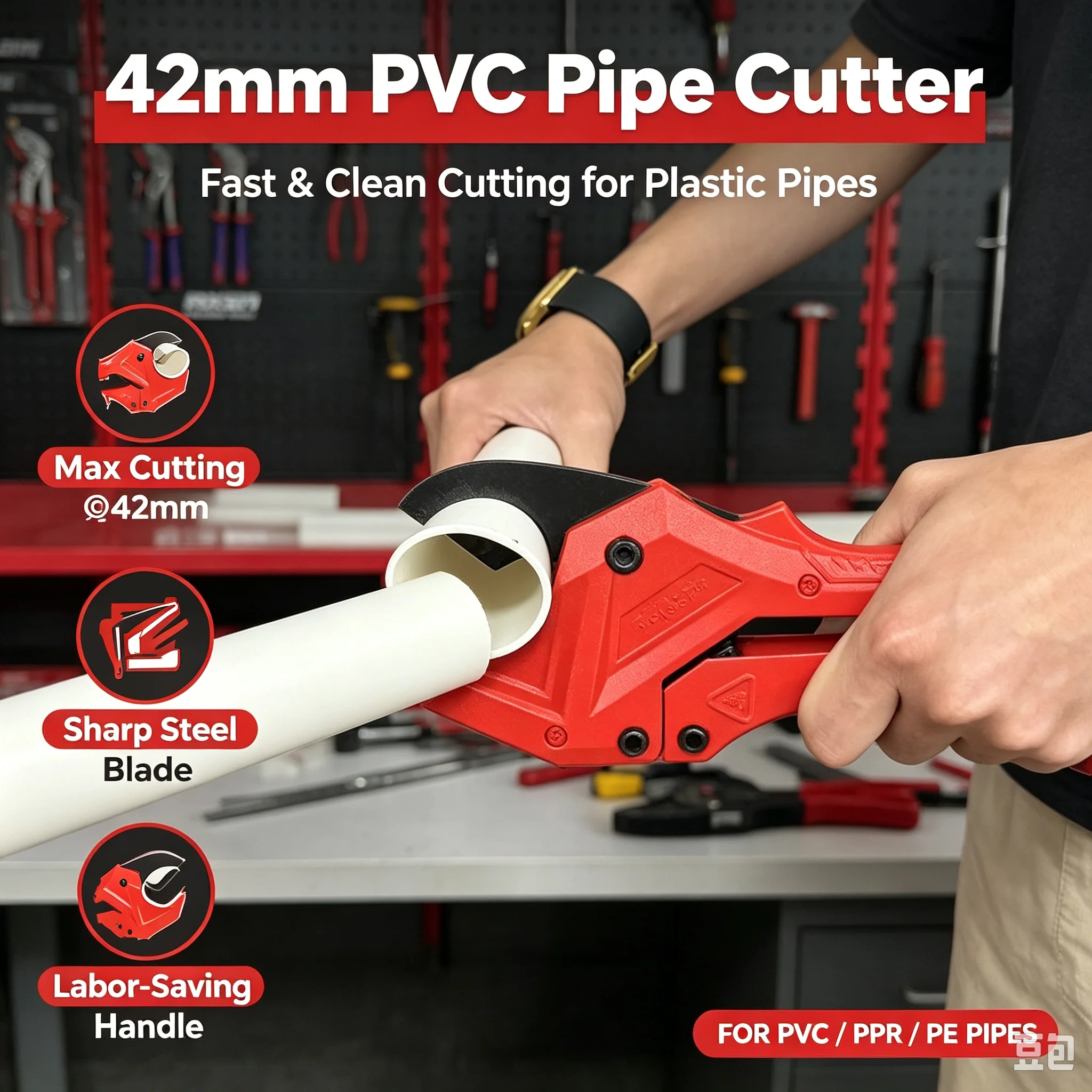 MAXSTI Heavy Duty PVC Pipe Cutter PPR Tube Shears Industrial Plastic Quick Cut Tool