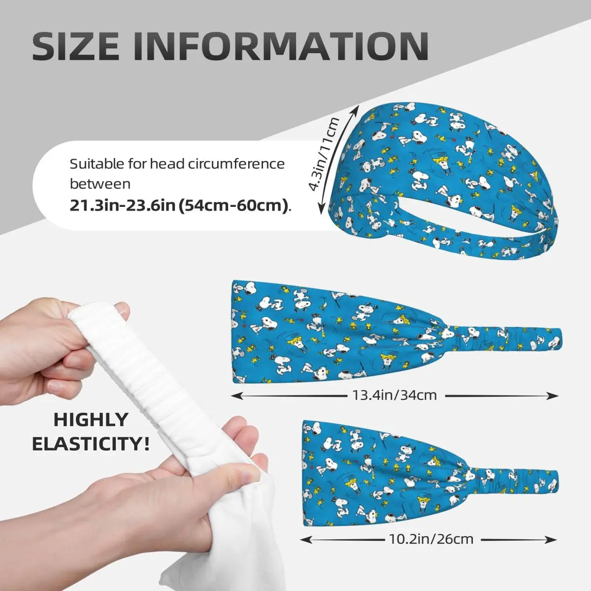 Snoopy Peanuts Donna Uomo Fasce sportive Fascia per il sudore Fascia per l'assorbimento dell'umidità estiva per basket da corsa