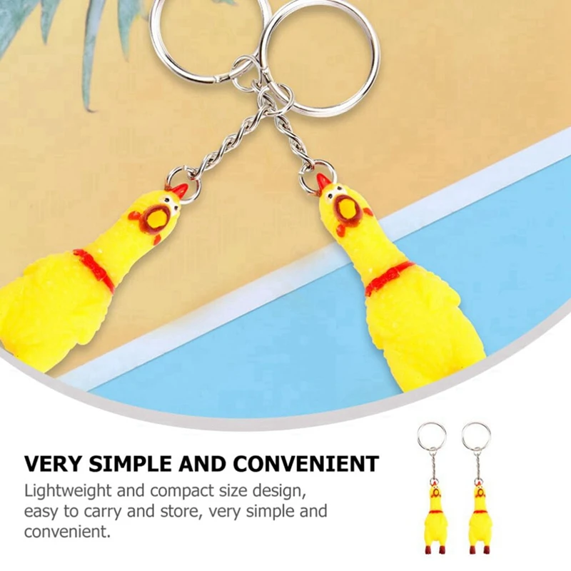 12 Pack Chicken Keychain, Mini Rubber Squeeze Screaming Chicken Toy Pendant Keychain For Keys Bags