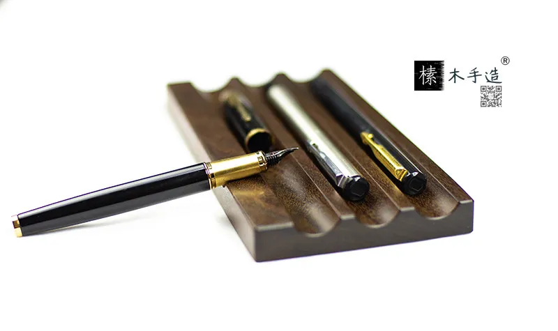 1/2/3 Slot Wooden Fountain Pen Holder with Temporary Pen Rest Storage Rack Desktop Organizer Stationer Office School Supplies