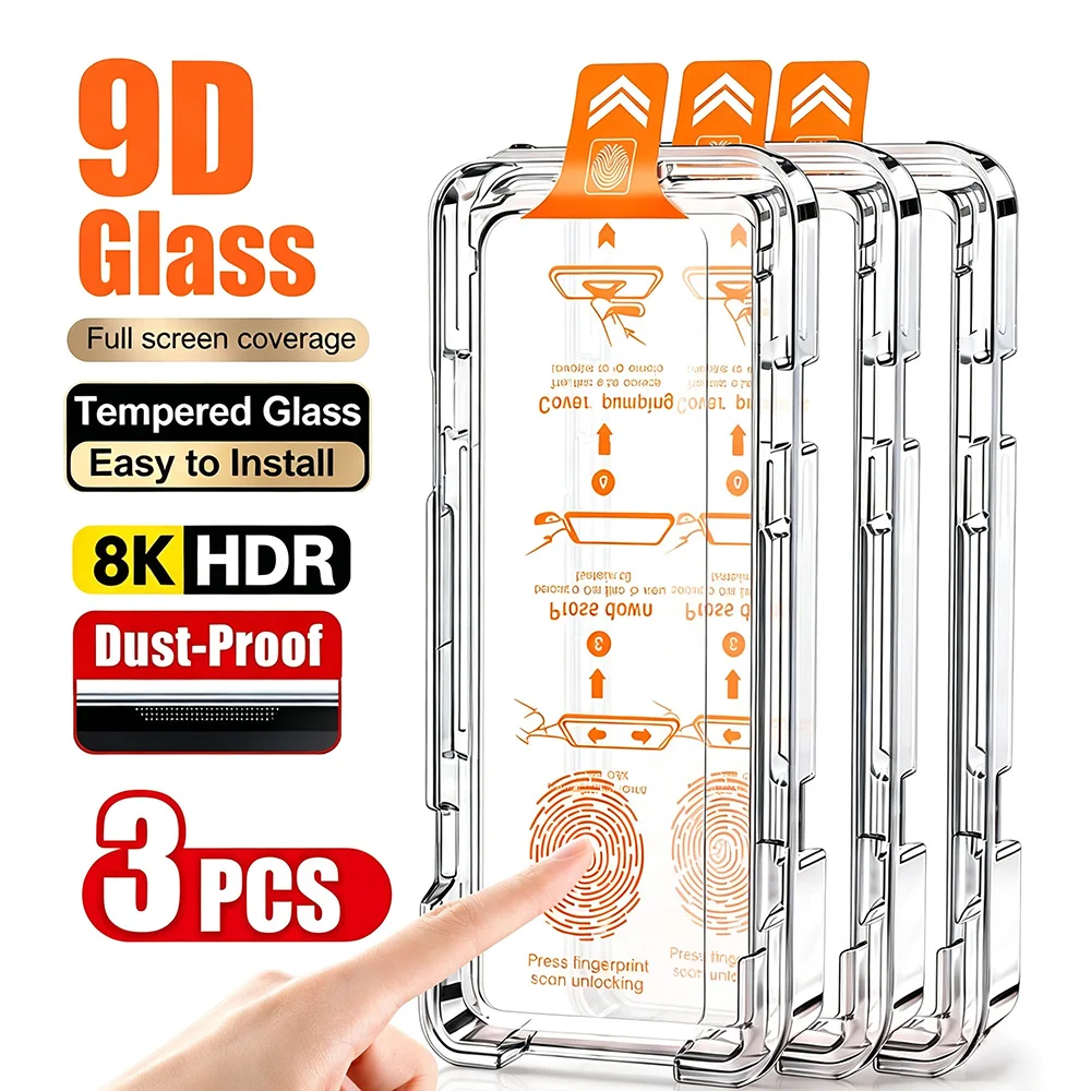 3 Pack Oleophobic Coating Dust Free Installation Tempered Glass Screen Protector For Samsung Galxay S26 Ultra S25 S24 Ultra Protective Film Supports Fingerprint Unlock