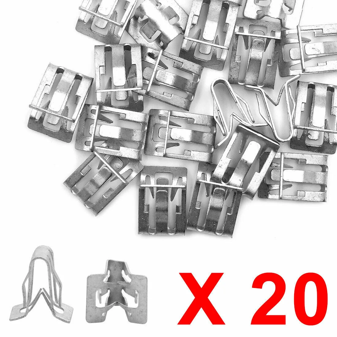 

20pcs Silver Tone Metal Fastener Retainer Dash Dashboard Trim Clip For Auto Car Metal Retainer Clip Automotive Goods