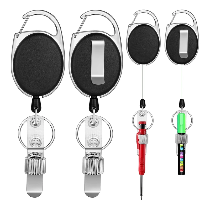 NEW-4-Piece Retractable Pen Holder, Metal Pen Holder Retractable Pen Holder, Very Suitable For Architects