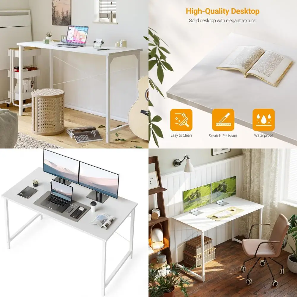 

Компактный домашний офисный стол 47 для небольших помещений, современный минималистичный дизайн, отделка теплого белого цвета