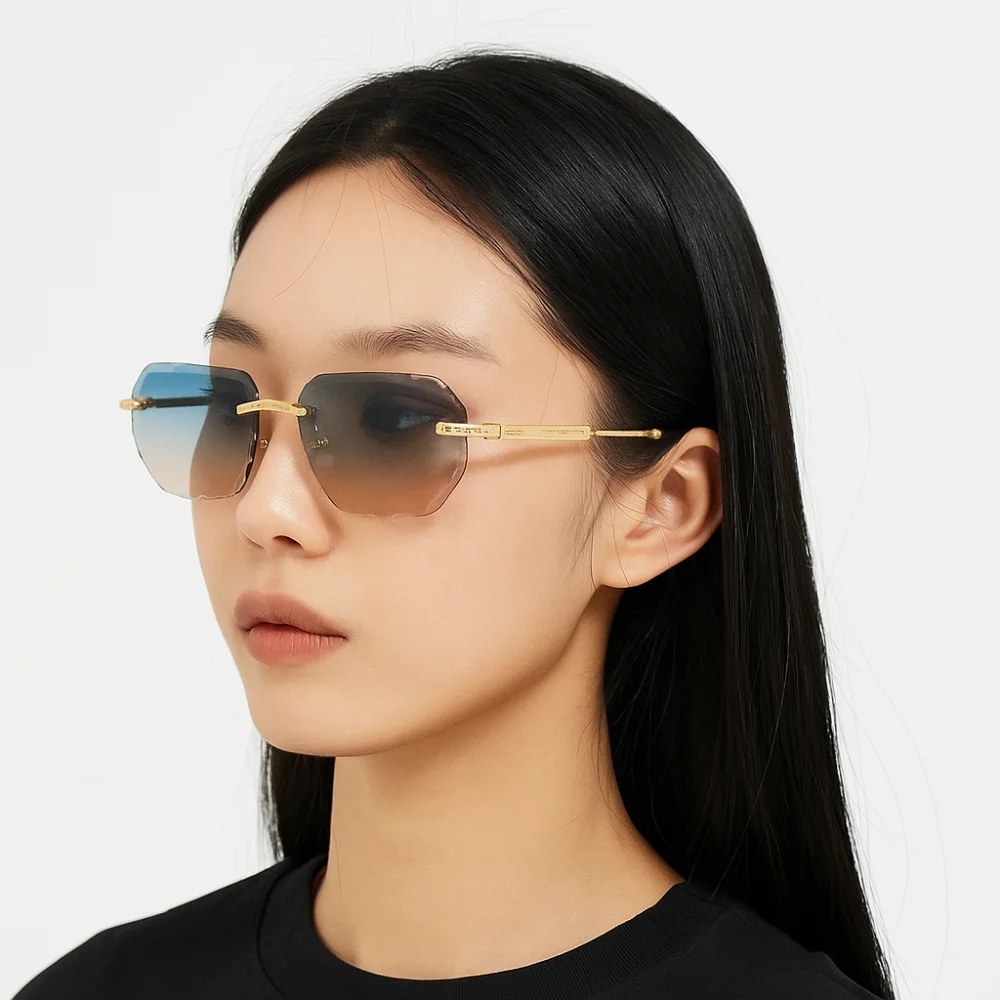 

Fashion UV 400 Rimless Sunglasses Frameless Square Men Sunglasses Metal Small Driving Eyewear Outdoor