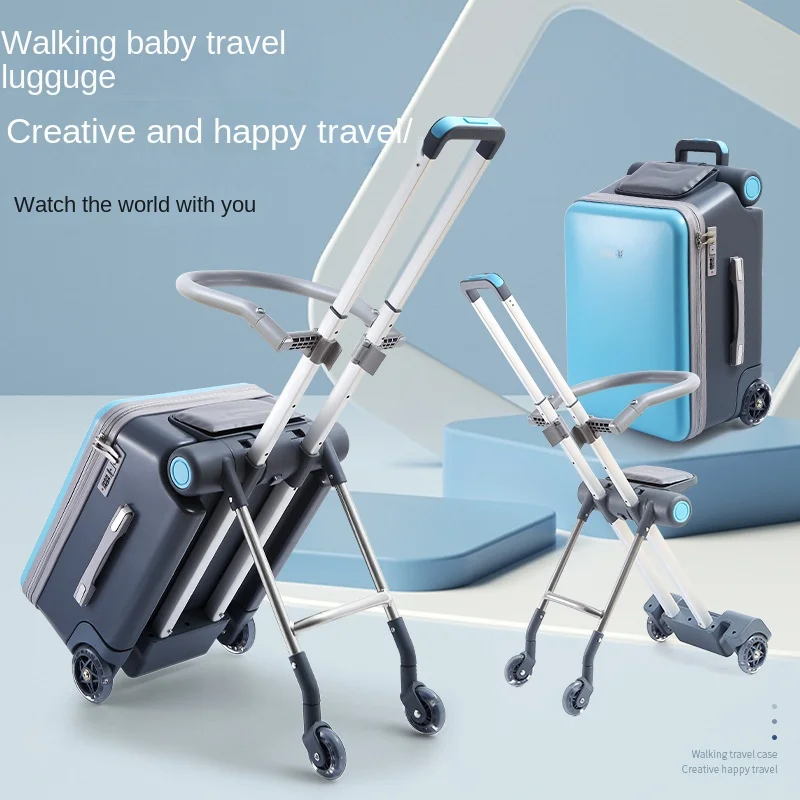 Multifunction Children Suitcase With guardail Can Sit Baby Boy Rolling Luggage Lazy Artifact Trolley Case with Seat for Girl