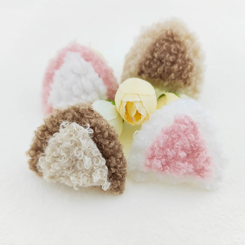 40Pcs 4CM Teddy Samt Katze Ohr Gepolsterte Appliques Für Baby Kleidung Hut Nähen DIY Headwear Haar Clip Bogen zubehör Patches – Detail 4