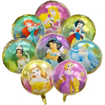 Ensemble de ballons princesse en aluminium, 8 pièces, 18 pouces, décorations de fête prénatale à hélium, thème princesse, pour filles et enfants, décorations de fête d'anniversaire