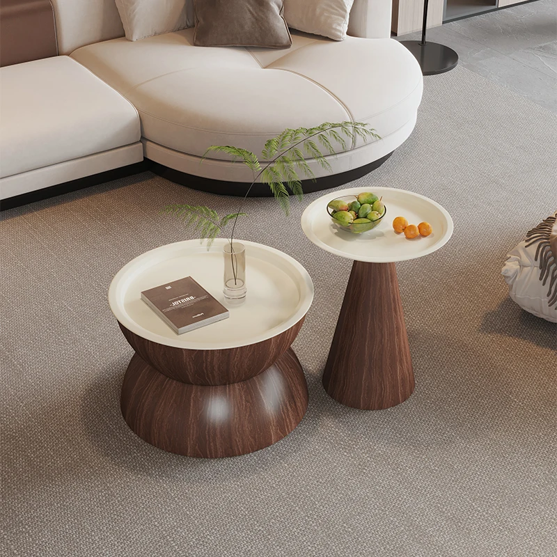 

Yttrium wabi-**** wind carbon steel coffee table living room household small apartment round coffee table modern simple light lu