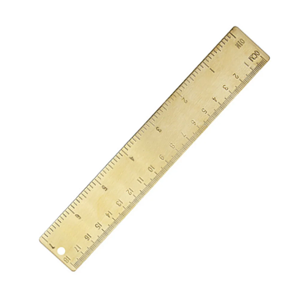 Bookmark Ruler Brass Straight Edge Measuring Tool for Reading Notes Drafting Ruler Double Scale Metal Design Drafting Tools