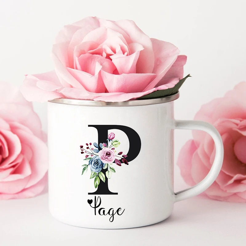 Personalized Mug Floral Initial Name Cup Custom NameTea Coffee Hot Chocolate Mug Bride Bridesmaid Mothers Day Gift for Her