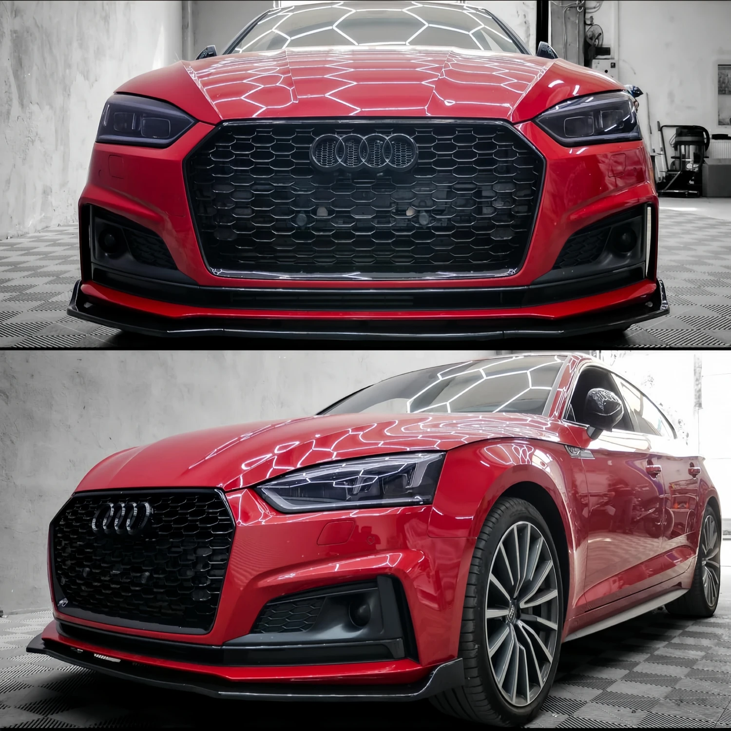لمعان أسود الجبهة حافة مصد السيارة الفاصل لأودي A5 S5 S-Line F5 كوبيه/Sportback/التحويل 2016-2019 قبل ضبط شد الوجه بوديكيت #2