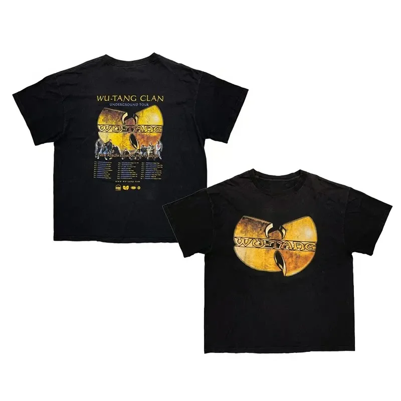 Wu-Tang Clan Retro-Muster bedrucktes amerikanisches Retro-Kurzarm-T-Shirt für Männer und Frauen – Detail 7