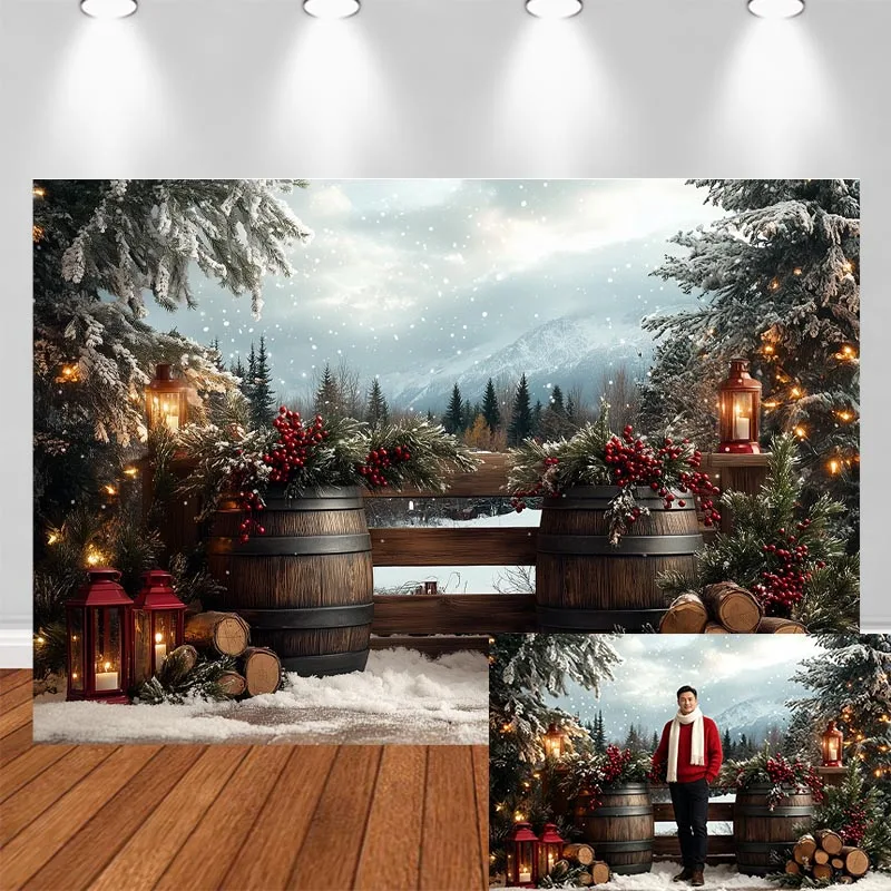 LS Christmas Tree Background For Photography Winter Snowman Baby Kids Photo Backdrops Gifts Snowflake Decors Studio Banner