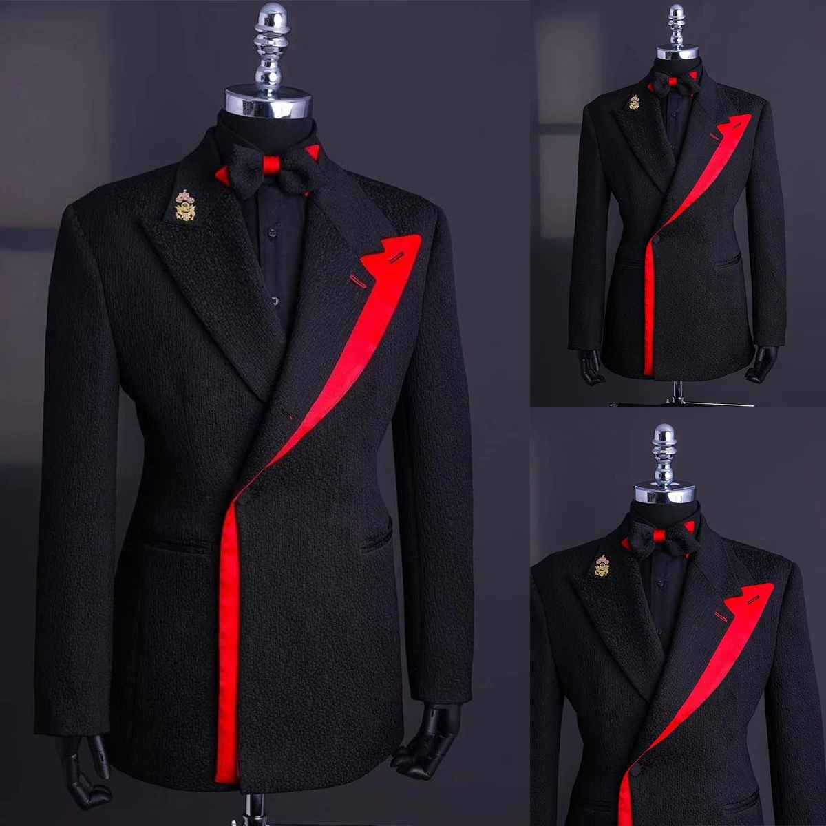 Setelan tuksedo pria Modern, jas Tuxedo cerah dengan kerah timbul, Blazer satu kancing sesuai pesanan, celana desain modis untuk pesta