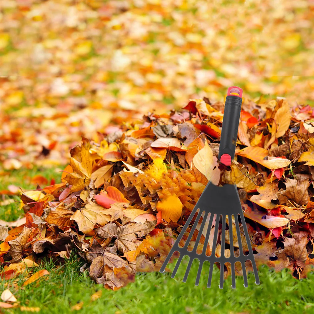1pcs Gardening Rake Sturdy Plastic Handheld Leaf Rake for Flower Bed Lawn Small Garden Tools Reliable Comfortable Outdoor Leaf