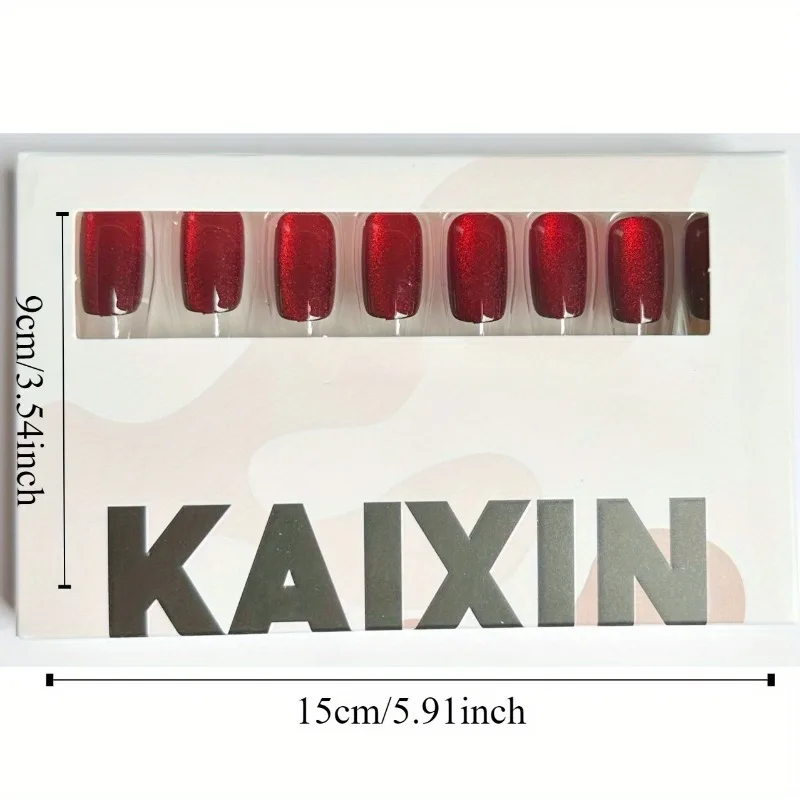 24개 레드 캣츠 아이 웨어링 네일 체리 레드 캣츠 아이 웨어링 페이크 네일 아트 타블렛