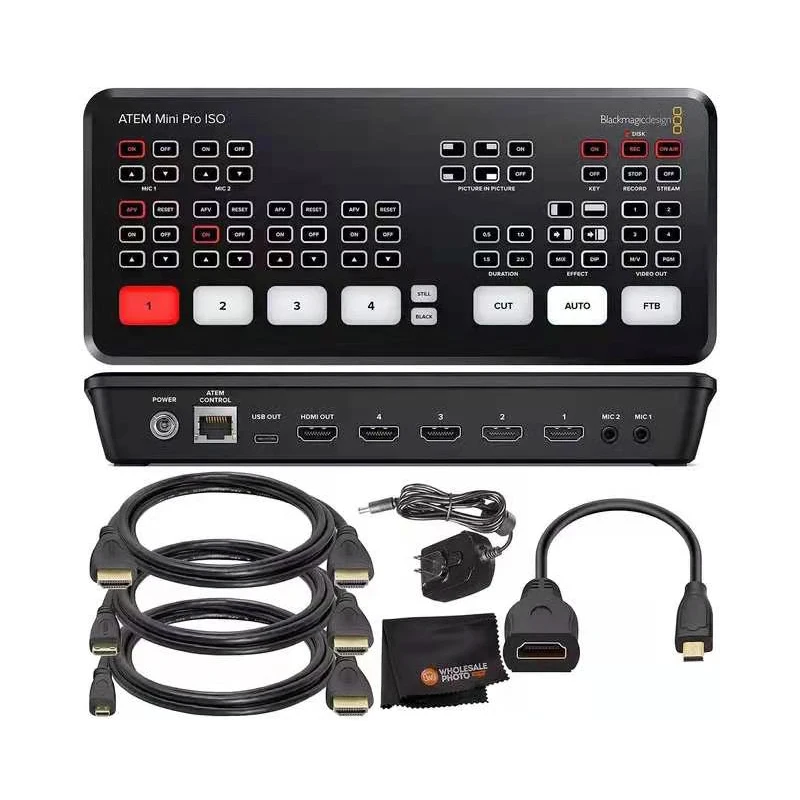 D88 Blackmagic Design ATEM Mini Extreme SWATEMMINICEXT 12V 8 HD-MI INPUT 2 HD/MI video switcher Live streaming audio