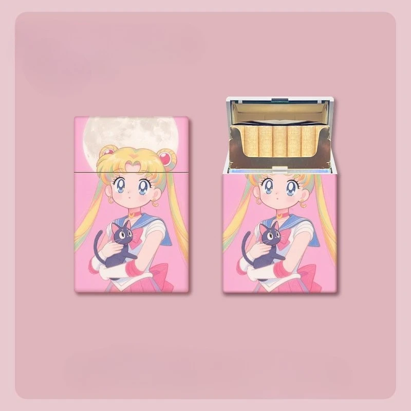 New Sailor Moon Anime Cigarette Box Creative Personalized Storage Cartoon Thick High-Value Cigarette Box Holiday Gift Wholesale