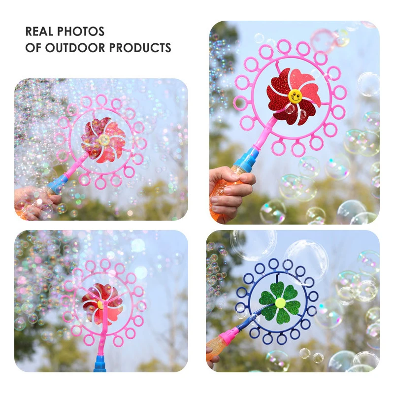 Bubble Guns Windmill Sosp Bubble Machine Portable Kids Pop Toys Colorful Bubble Blowing Stick Toys For Girl Children's Day Gifts