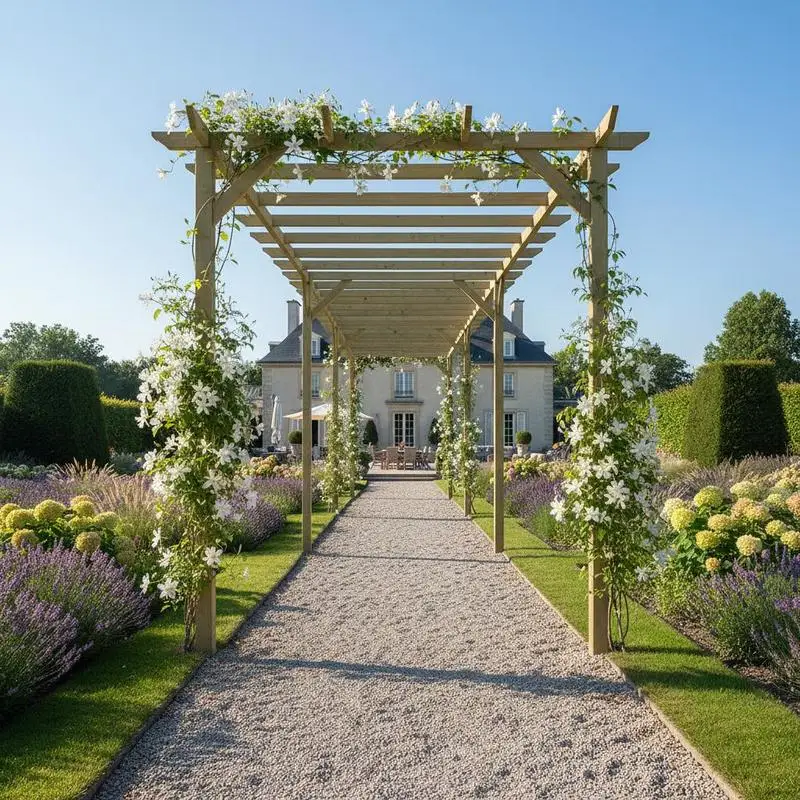 Pérgola de jardín, 410 x 40 x 203 cm, madera