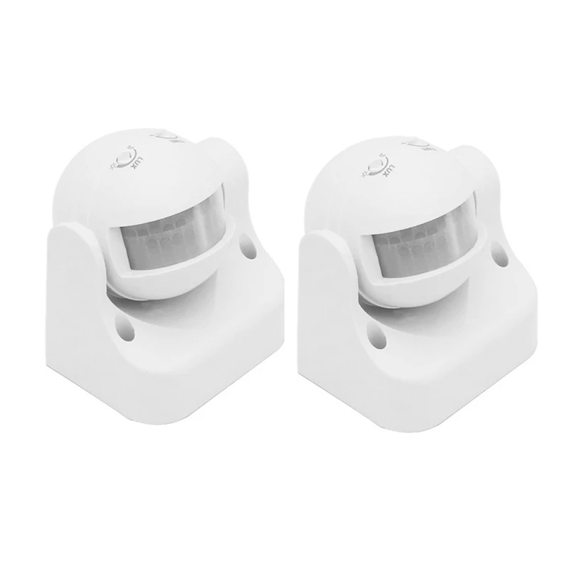 2 piezas 180 °   Sensor de movimiento infrarrojo PIR para exteriores, interruptor de movimiento del Detector AC 220V-240V, máximo 12M, 50Hz, 3-2000LUX