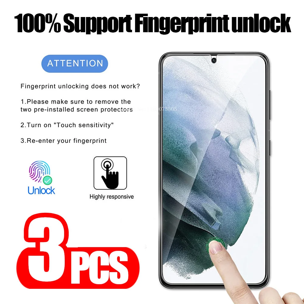 Закаленное стекло с полным покрытием для Samsung S21/S22/S23 Plus/S20, 0,18 мм, 3 шт.