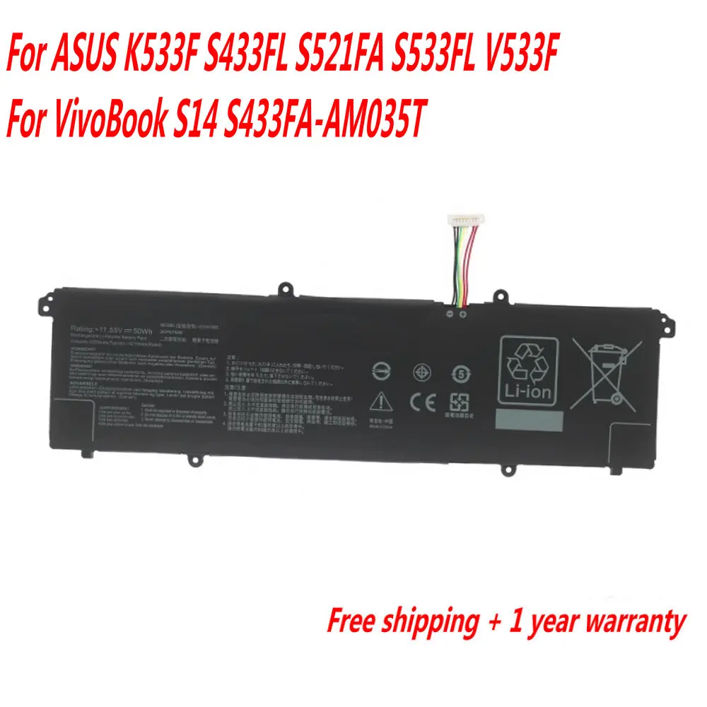 

NEW C31N1905 Laptop Battery For ASUS K533F S433FL S521FA S533FL V533F For VivoBook S14 S433FA-AM035T 11.55V 50WH